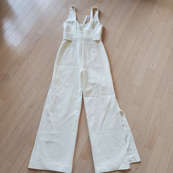 Jonathan Simkhai ! Belted Crepe Wide Leg Jumpsuit in White (US/6) - Picture 8 of 11